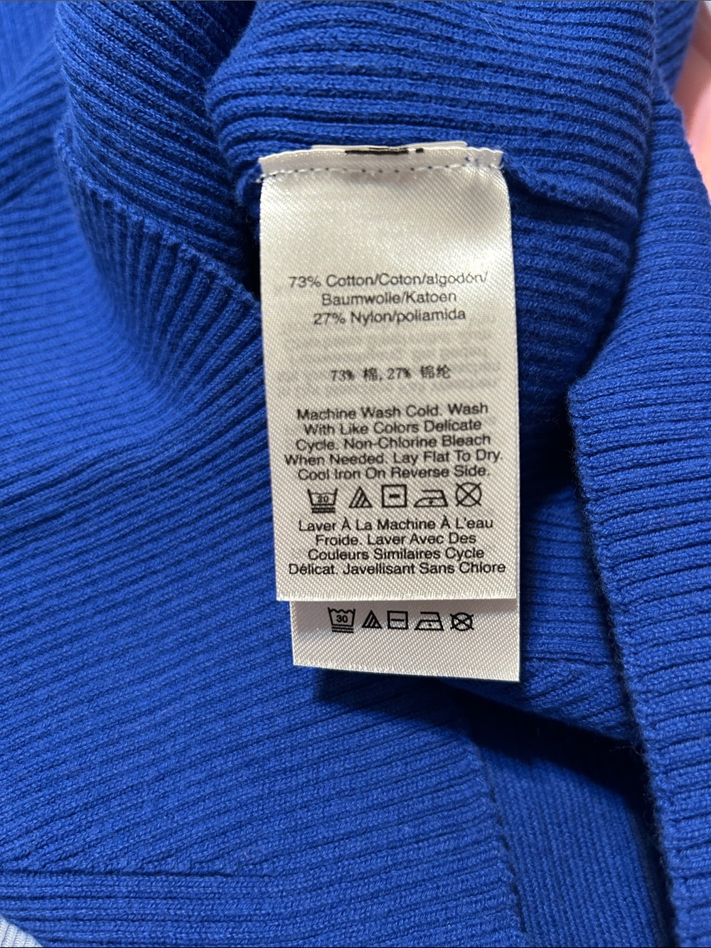 DKNY Sleeveless Mock Neck Ribbed Tank - Cobalt Blue - Picture 4 of 4